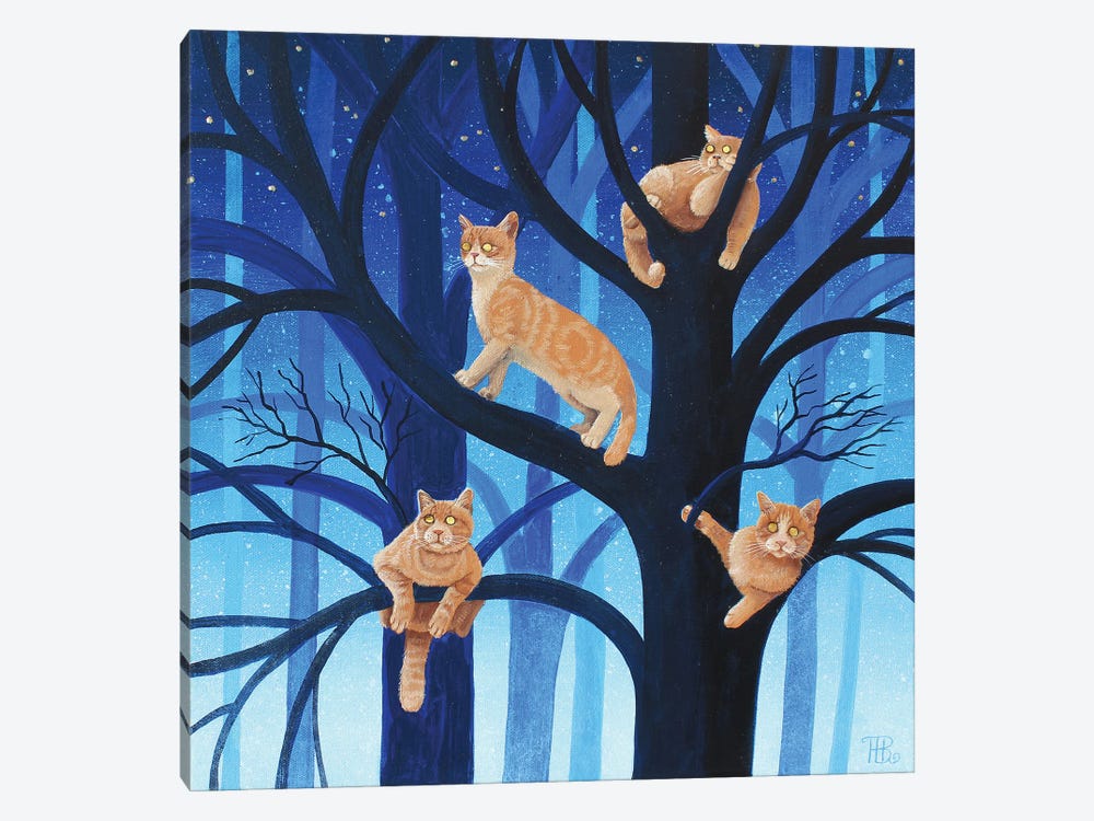 Perched Cats by Paule Bernard Roussel 1-piece Canvas Print