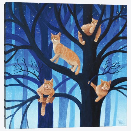 Perched Cats Canvas Print #PBN39} by Paule Bernard Roussel Art Print