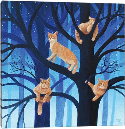 Perched Cats Canvas Art Print - Paule Bernard Roussel