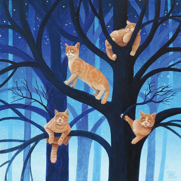 Paule Bernard Roussel: Perched Cats by Paule Bernard Roussel