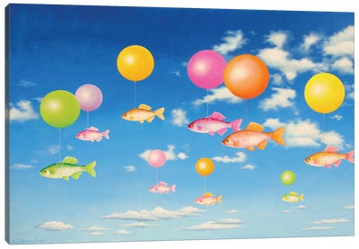 Like A Fish In The Air Canvas Art Print - Playful Surrealism