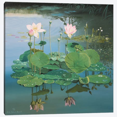 Pink Lotus Canvas Print #PBN48} by Paule Bernard Roussel Canvas Wall Art