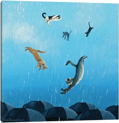 It's Raining Cats And Cats Canvas Art Print - Paule Bernard Roussel