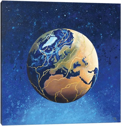 Kintsugi Earth Canvas Art Print - Earth Art