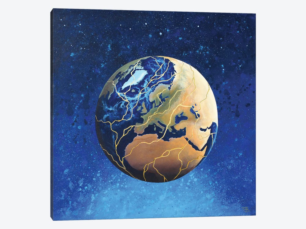 Kintsugi Earth by Paule Bernard Roussel 1-piece Canvas Wall Art