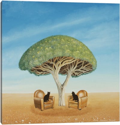 Talk In The Desert Canvas Art Print - Playful Surrealism