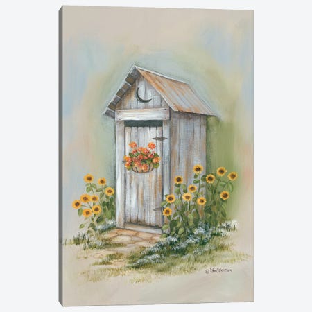 Country Outhouse I Canvas Print #PBR15} by Pam Britton Canvas Artwork