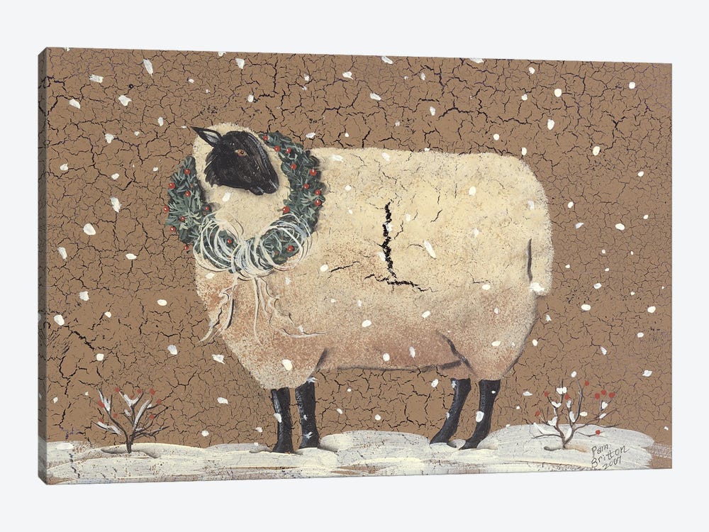 Christmas Sheep by Pam Britton 1-piece Canvas Art Print