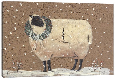 Christmas Sheep Canvas Art Print - Farmhouse Christmas Décor