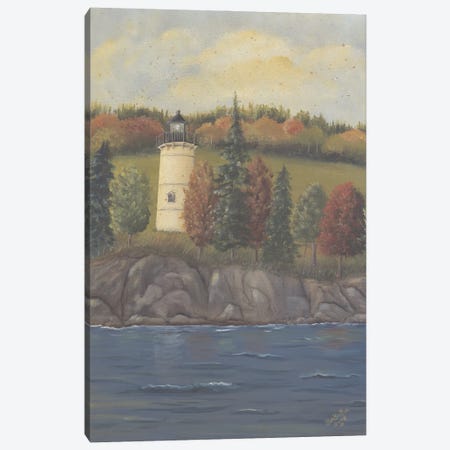 Lighthouse In Autumn Canvas Print #PBR35} by Pam Britton Canvas Artwork