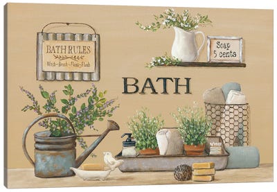Farmhouse Bath II Canvas Art Print - Large Art for Bathroom