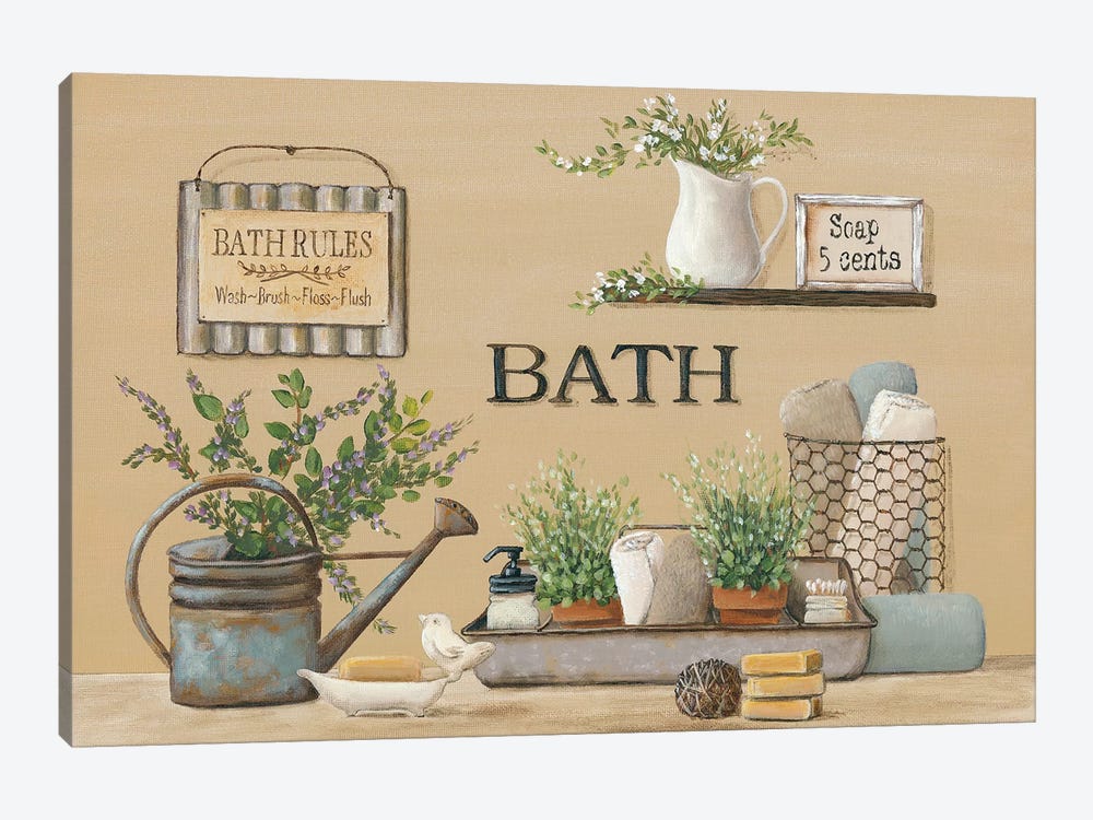 Farmhouse Bath II by Pam Britton 1-piece Canvas Art Print