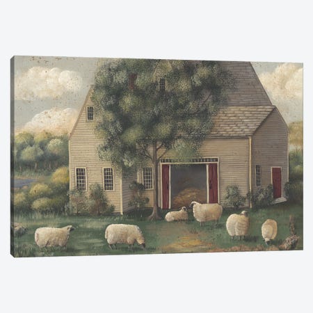 Sheep And House Canvas Print #PBR43} by Pam Britton Canvas Art
