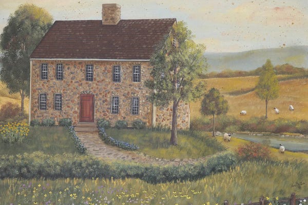 Wildflowers: Stone House With Wild Flowers by Pam Britton