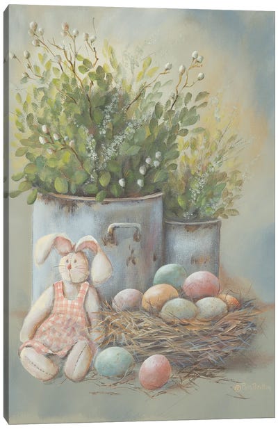 Rustic Easter Vignette Canvas Art Print - Botanical Still Life