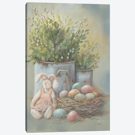 Rustic Easter Vignette Canvas Print #PBR58} by Pam Britton Art Print