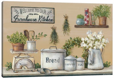 Garden Farmhouse Kitchen Canvas Art Print