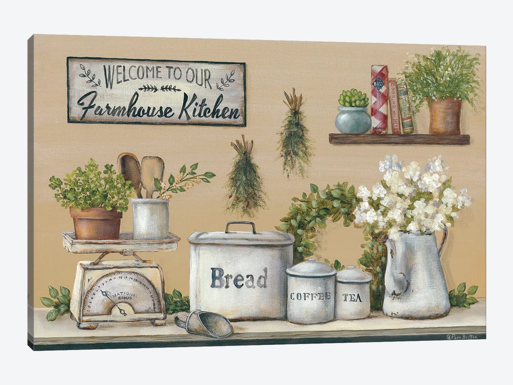 Garden Farmhouse Kitchen by Pam Britton 1-piece Canvas Print