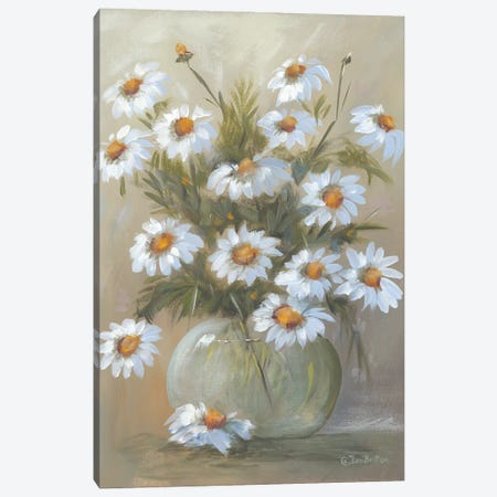 Bowl Of Daisies Canvas Print #PBR74} by Pam Britton Canvas Artwork