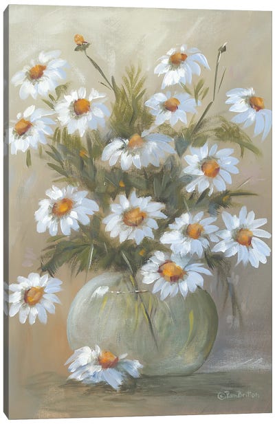 Bowl Of Daisies Canvas Art Print - Pam Britton