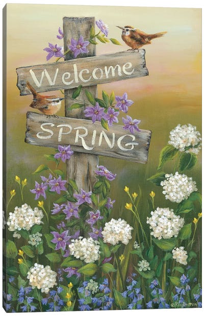 Welcome Spring Canvas Art Print - Gardening Art