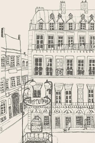 Black & White Drawings & Illustrations: Hôtel Du Louvre by Pascale Berkowitz