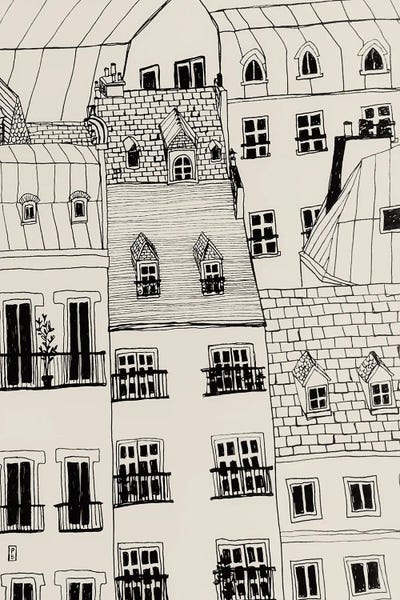 Black & White Drawings & Illustrations: Paris Windows by Pascale Berkowitz