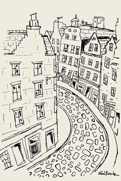 Black & White Drawings & Illustrations: Victoria Street Edinburgh, Scotland by Pascale Berkowitz