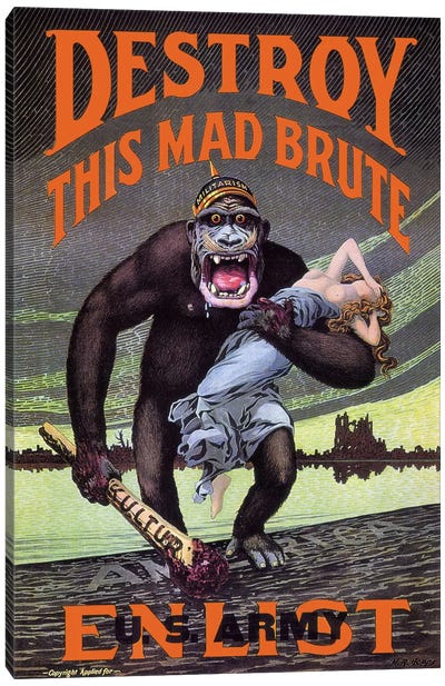 Destroy This Mad Brute Canvas Art Print - Gorilla Art