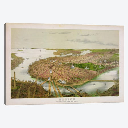Boston From the Air, 1877 Canvas Print #PCA144} by Print Collection Canvas Art Print