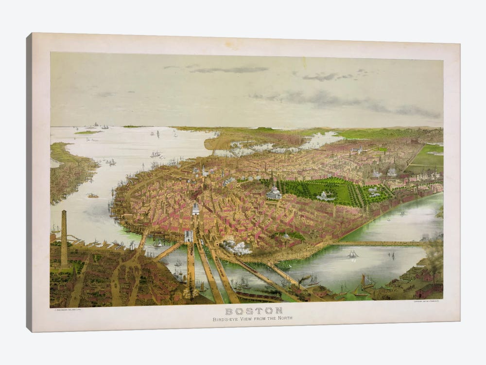 Boston From the Air, 1877 by Print Collection 1-piece Canvas Artwork