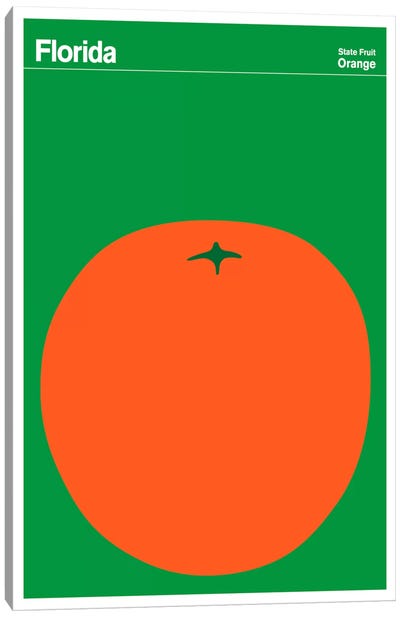 State Posters FL Canvas Art Print - Citrus Orange