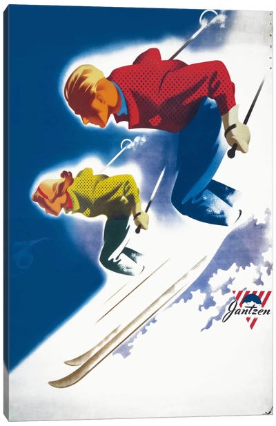 Jantzen by Binder Man and Women, Ski 1947 Canvas Art Print - Winter Art