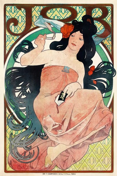 Job Papers by Mucha by Print Collection framed canvas print