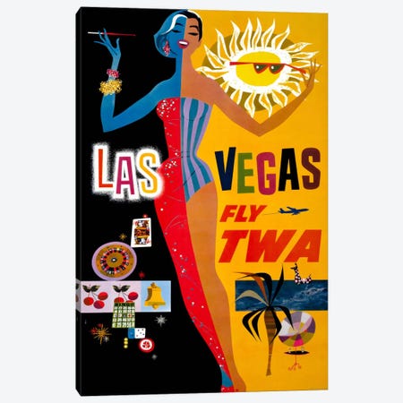 Las Vegas, Fly TWA Canvas Print #PCA351} by Print Collection Art Print