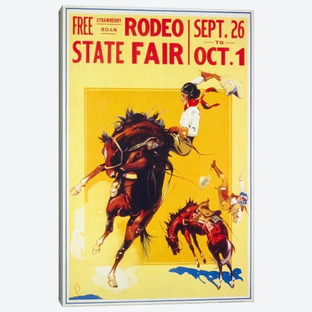 Rodeo State Fair Roan, Two Cowgirls Canvas Print #PCA374} by Print Collection Canvas Wall Art