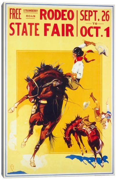 Rodeo State Fair Roan, Two Cowgirls Canvas Art Print - Rodeo Art