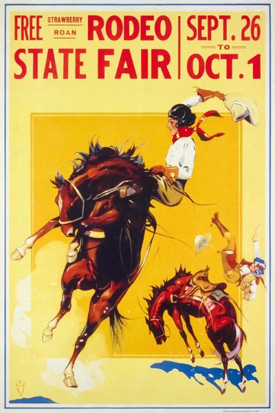 Horseback: Rodeo State Fair Roan, Two Cowgirls by Print Collection