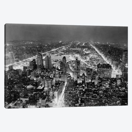 Aerial View of New York City, at Night Canvas Print #PCA423} by Print Collection Art Print
