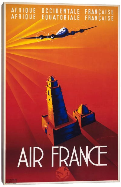 Air France to Africa Canvas Art Print - Airplane Art