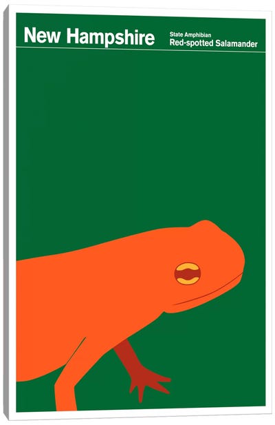 State Posters NH Canvas Art Print - Salamander Art