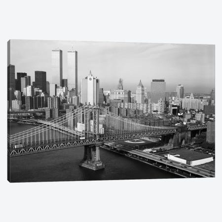 Manhattan Bridge with Twin Towers behind Canvas Print #PCA494} by Print Collection Art Print