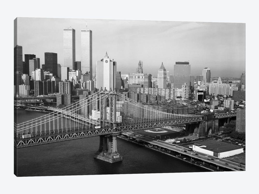Manhattan Bridge with Twin Towers behind by Print Collection 1-piece Canvas Art Print