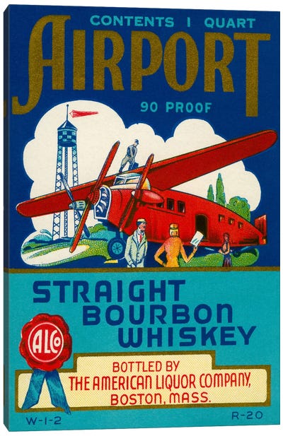 Airport Bourbon Whiskey Canvas Art Print - Grandpa Chic