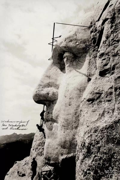 Print Collection: Workmen on Face of George Washington by Print Collection