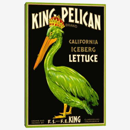 King Pelican Brand Lettuce Canvas Print #PCA66} by Print Collection Canvas Art Print
