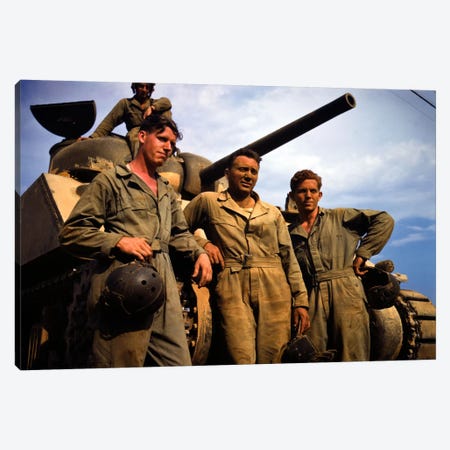 Tank Crew Leaning On An M4 Sherman, Fort Knox, Kentucky Canvas Print #PCA80} by Print Collection Canvas Artwork