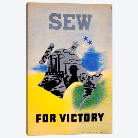 Sew for Victory Canvas Print #PCA81} by Print Collection Canvas Artwork