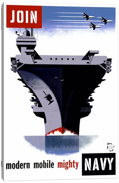 Join the Navy, Modern Mobile Mighty Canvas Art Print - Veterans Day