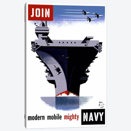 Join the Navy, Modern Mobile Mighty Canvas Print #PCA85} by Print Collection Art Print